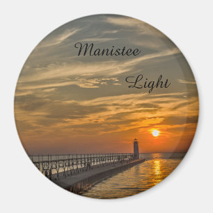 Aimant Coucher de soleil au phare de Manistee North Pierh