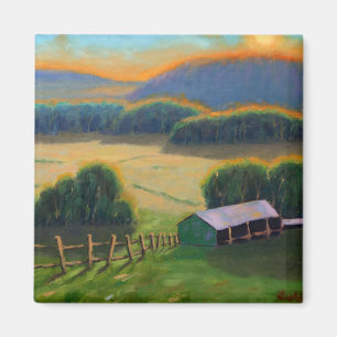 Aimant Coucher de soleil coloré dans une ferme de montagn