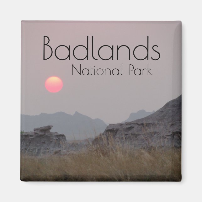 Aimant Coucher de soleil dans le parc national Badlands (Devant)