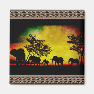 Aimant Coucher de soleil des éléphants