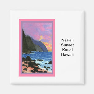Aimant Coucher de soleil Magnet-NaPali, Kauai, Hawaii