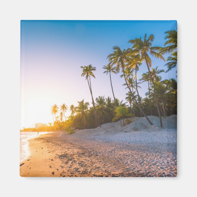 Aimant Coucher de soleil sur la plage tropicale | Républi (Devant)