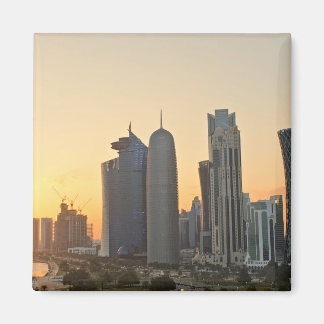 Aimant Coucher de soleil sur l'aimant de Doha, Qatar (Devant)