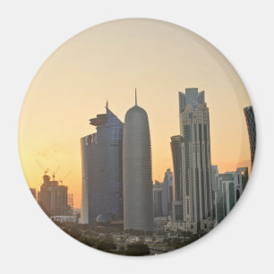 Aimant Coucher de soleil sur l'aimant rond de Doha, Qatar