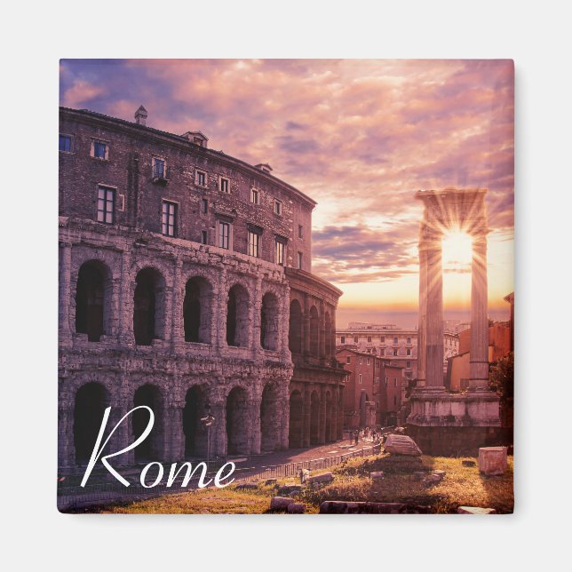 Aimant Coucher de soleil sur le Colisée de Rome à Rome (Devant)