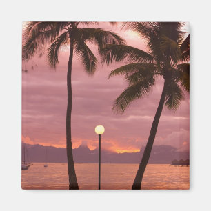 Aimant Coucher de soleil sur Moorea depuis la plage de So