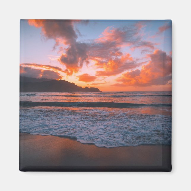 Aimant Coucher de soleil tropical Hawaï (Devant)