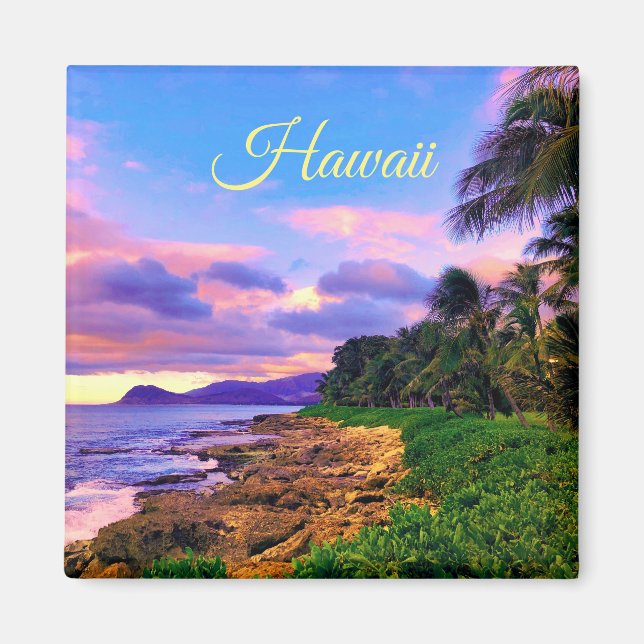 Aimant Coucher de soleil tropical Hawaï (Devant)