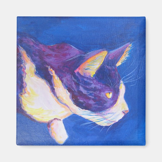 Aimant Coucher de soleil Tuxedo Chat Pet Art Magnat perso (Devant)