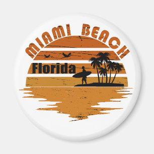 Aimant Coucher de soleil vintage Miami Beach Floride