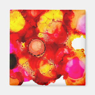 Aimant Couleur Abstraite rouge et rose