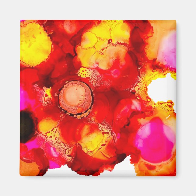 Aimant Couleur Abstraite rouge et rose (Devant)