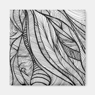 Aimant Couleur de votre propre ligne art noir et blanc