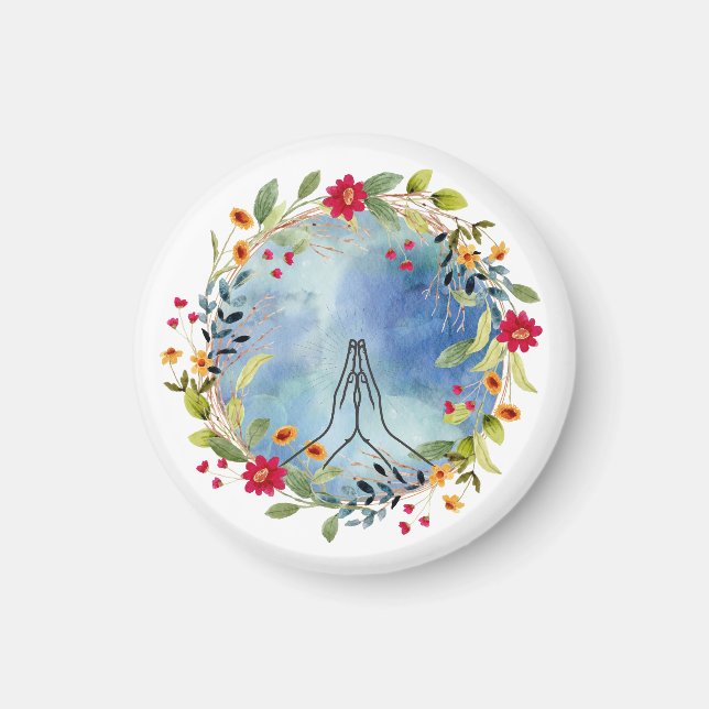 Aimant Couleur d'eau des mains de prière (Devant)