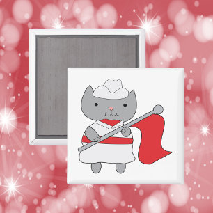 Aimant Couleur Garde Chat Rouge Blanc