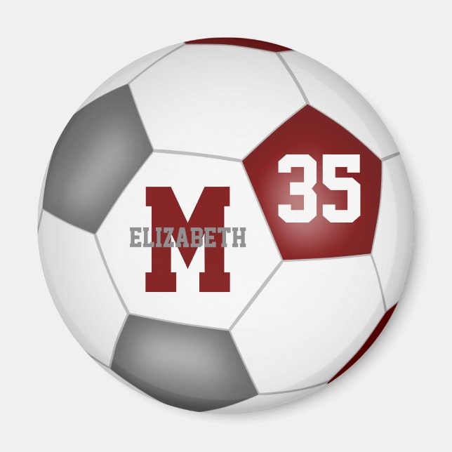 Aimant couleur maroon gris sur mesure équipe de football (Devant)