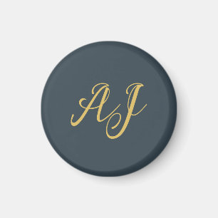 Aimant Couleur Or Charbon Monogramme Initiale Professionn
