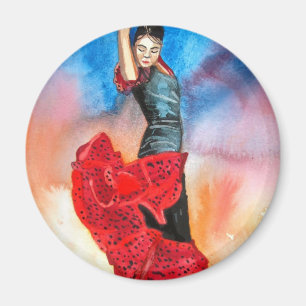 Aimant Couleur pour aquarelle de DANSEUR de FLAMENCO