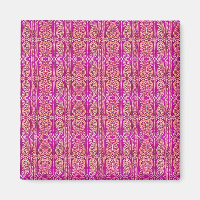 Aimant Couleur Rose Paisley rayé (Devant)