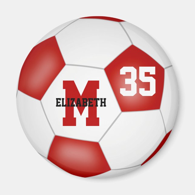 Aimant couleur rouge blanc de l'équipe de football (Devant)