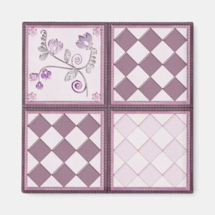 Aimant Couleur violette 3D en tuile de verre