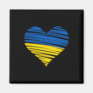 Aimant Couleurs du drapeau du cœur ukrainien Bleu Jaune U