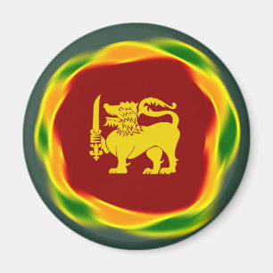 Aimant Couleurs du drapeau du Sri Lanka et Lion jaune Sin