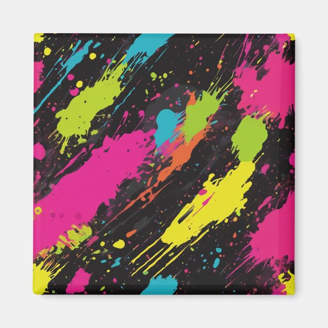 Aimant Couleurs néon Retro Paint Splatter (Devant)