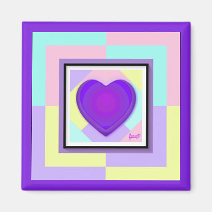 Aimant Couleurs pastel & coeurs violets battre