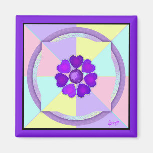 Aimant Couleurs pastel & coeurs violets battre