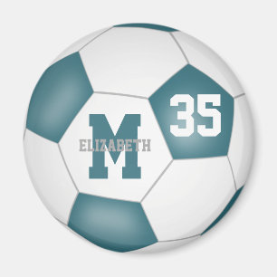 Aimant Couleurs turquoises de l'équipe de football blanc