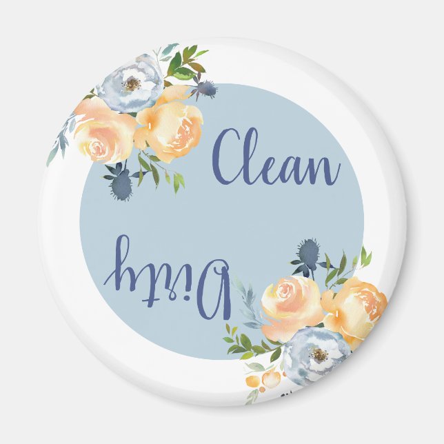 Aimant Country Clean Dirty Floral Blue Lave-vaisselle (Devant)