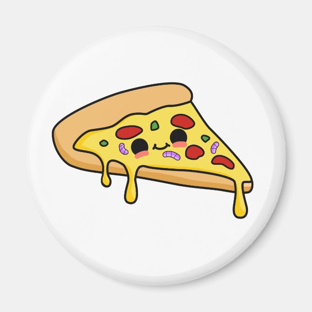 Aimant Coupe de pizza Cute Kawaii (Devant)