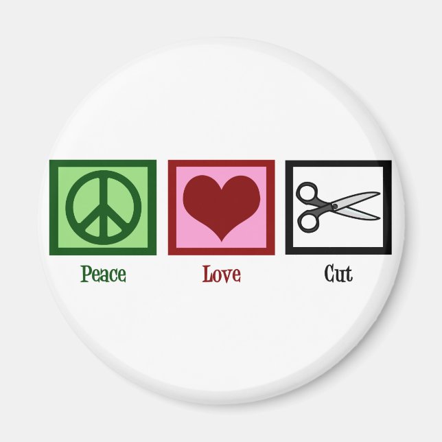 Aimant Coupes de cheveux Peace Love (Devant)