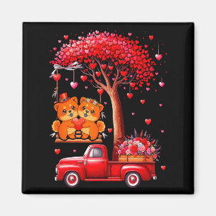 Aimant Couple Chow Chows coeurs de la Saint-Valentin arbr