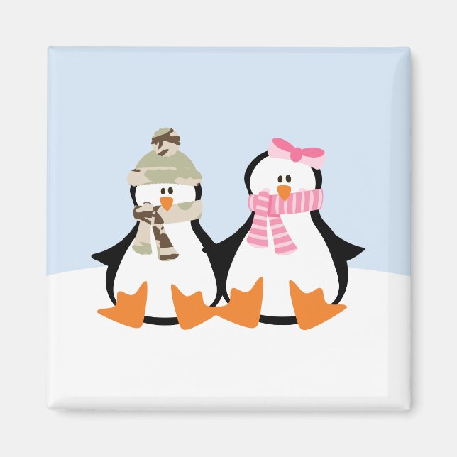 Aimant Couple de pingouin militaire (Devant)