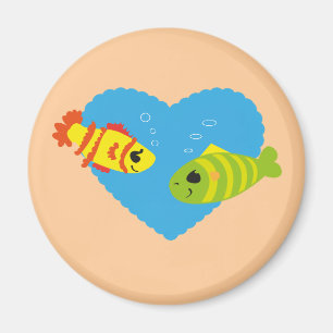 Aimant Couple de poissons mignons Saint-Valentin Aquarium