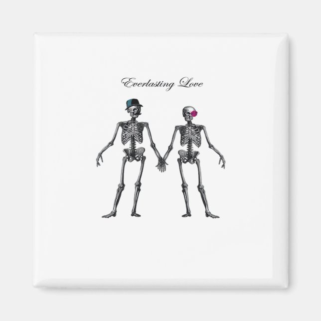 Aimant Couple de squelettes gothiques (Blanc) Classique (Devant)