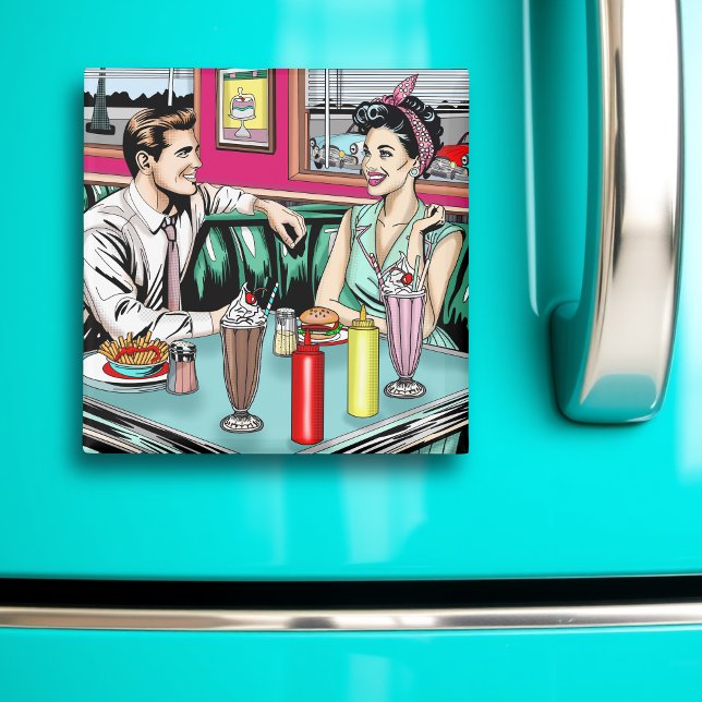 Aimant Couple des années 1950 au dîner (Créateur téléchargé)