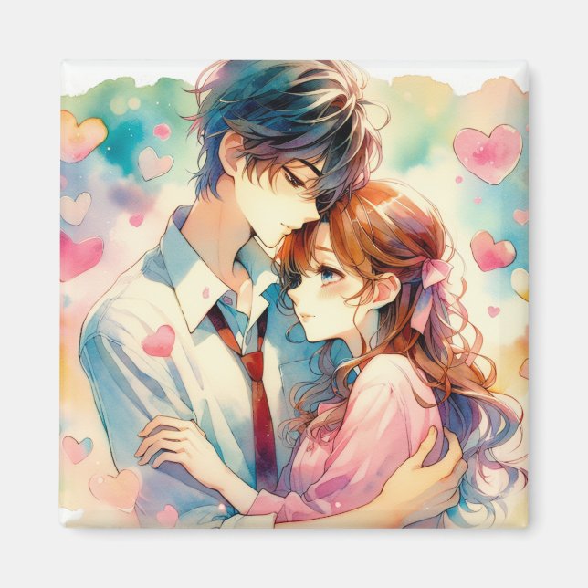 Aimant Couple mignonne Anime en amour (Devant)