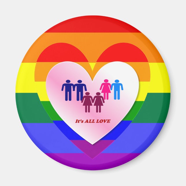 Aimant Couples à l'intérieur de la All Love Pride Coeur (Devant)