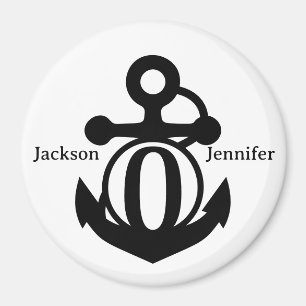 Aimant Couple's Custom O Initial Ancre Croise Door
