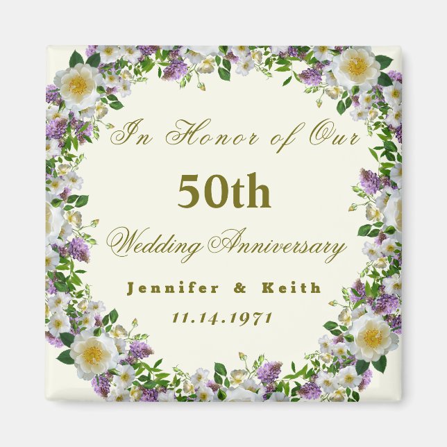 Aimant Couples personnalisés 50e anniversaire de Mariage (Devant)