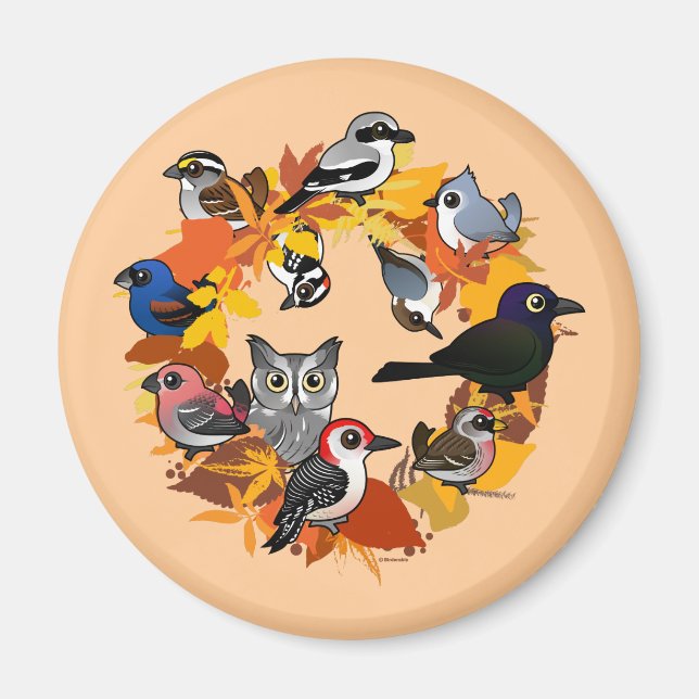 Aimant Couronne d'automne d'oiseaux d'Amérique du Nord (Devant)