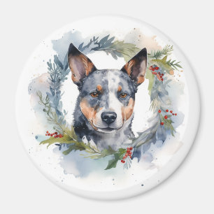Aimant Couronne de Noël Blue Heeler Fête de Chien Fête