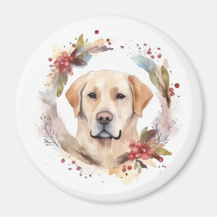 Aimant Couronne de Noël festive du Labrador