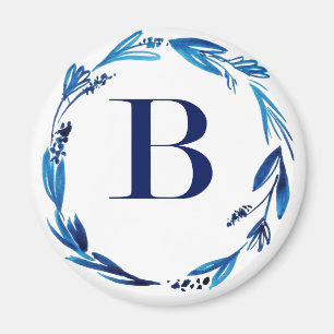 Aimant Couronne florale bleue 'B'