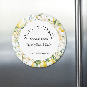 Aimant Couronne florale de citrons jaunes et de fleurs bl