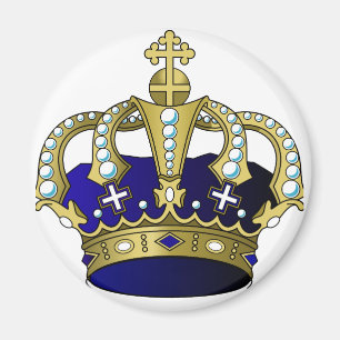 Aimant Couronne royale bleue et or