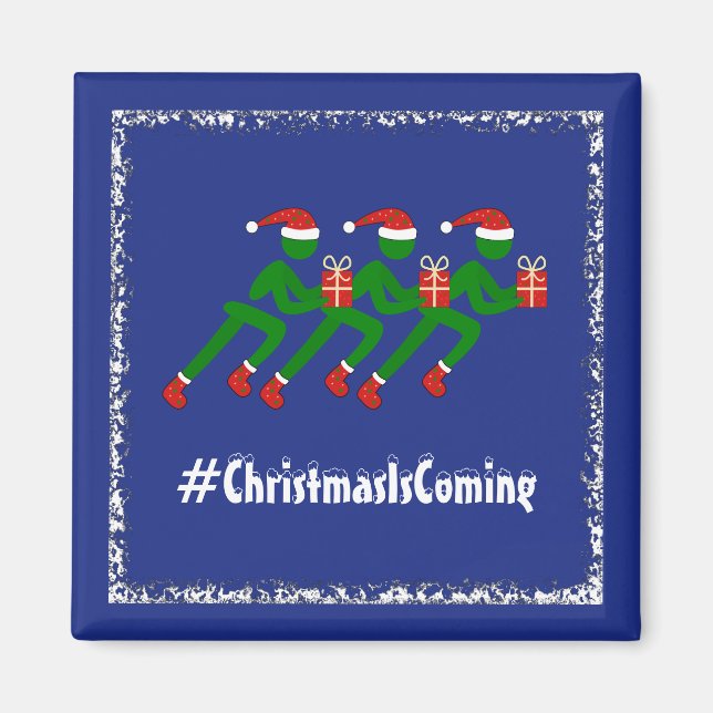 Aimant Courses de Noël avec cadeaux texte personnalisé (Devant)